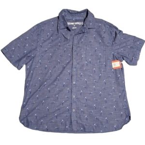 Mens Button Up Shirt, XXL, Dark Blue